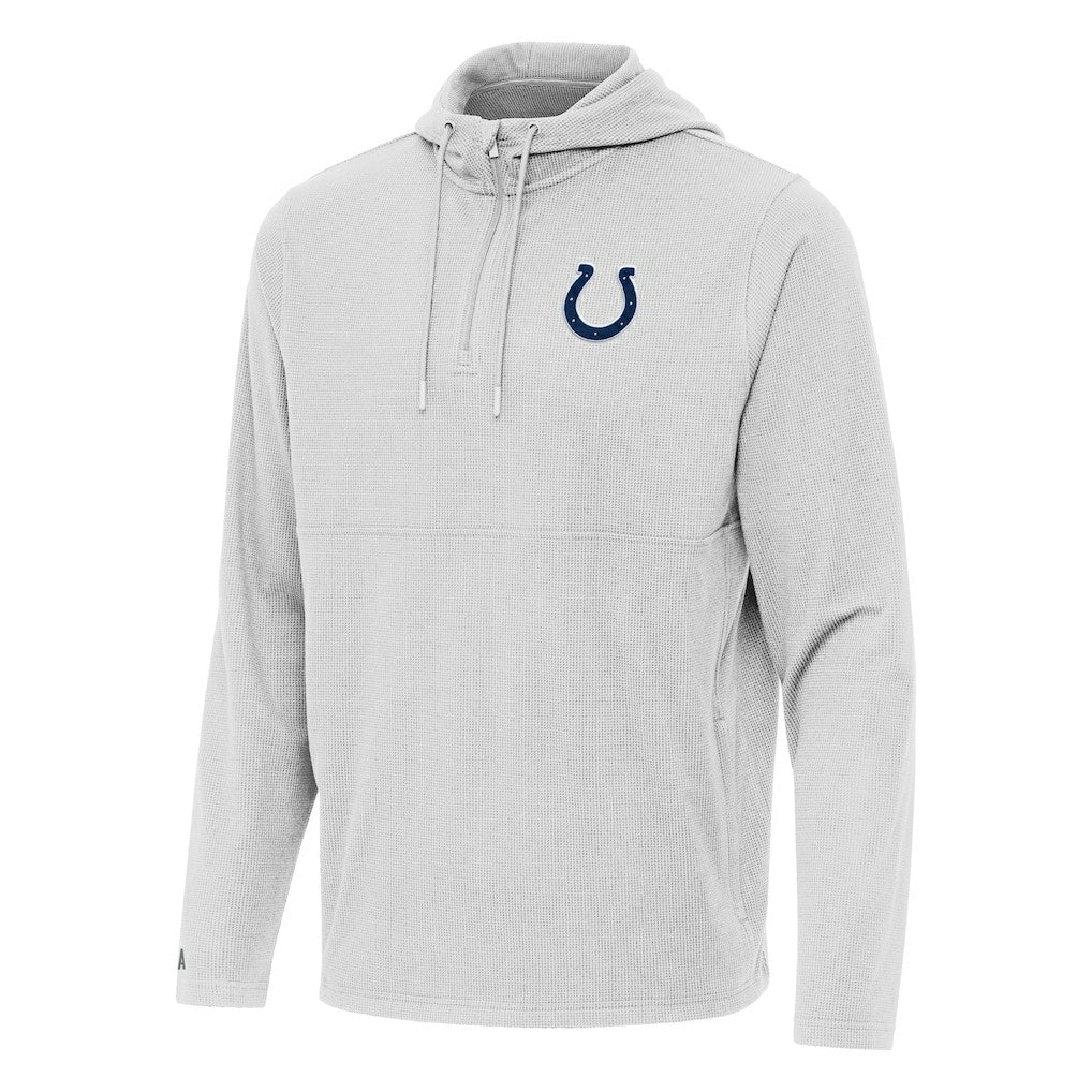 Indianapolis Colts Antigua Connected Quarter-Zip Pullover Hoodie Gray