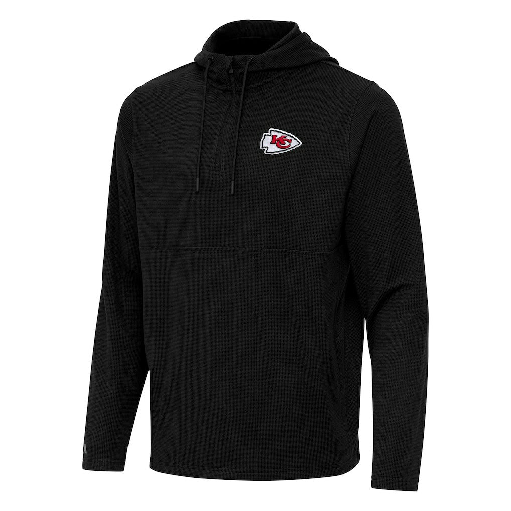 Kansas City Chiefs Antigua Connected Quarter-Zip Pullover Hoodie Black