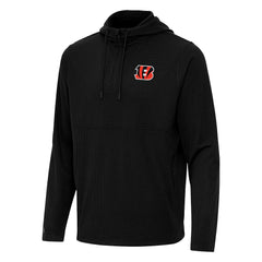 Cincinnati Bengals Antigua Connected Quarter-Zip Pullover Hoodie Black