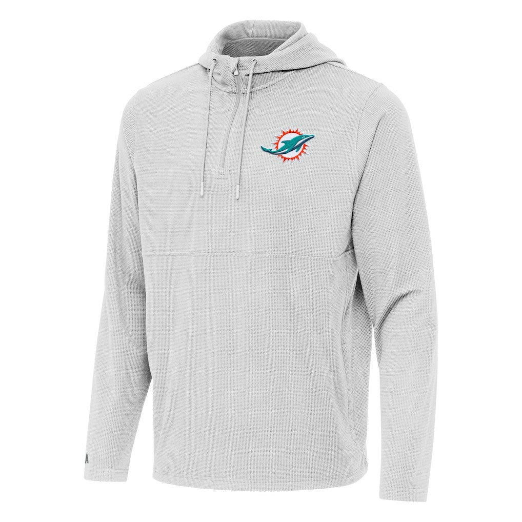 Miami Dolphins Antigua Connected Quarter-Zip Pullover Hoodie Gray