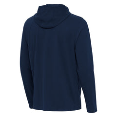 New England Patriots Antigua Connected Quarter-Zip Pullover Hoodie Navy