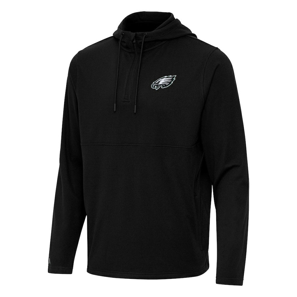 Philadelphia Eagles Antigua Connected Quarter-Zip Pullover Hoodie Black