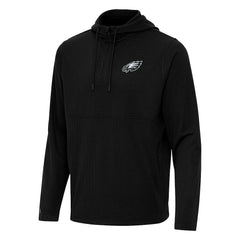 Philadelphia Eagles Antigua Connected Quarter-Zip Pullover Hoodie Black