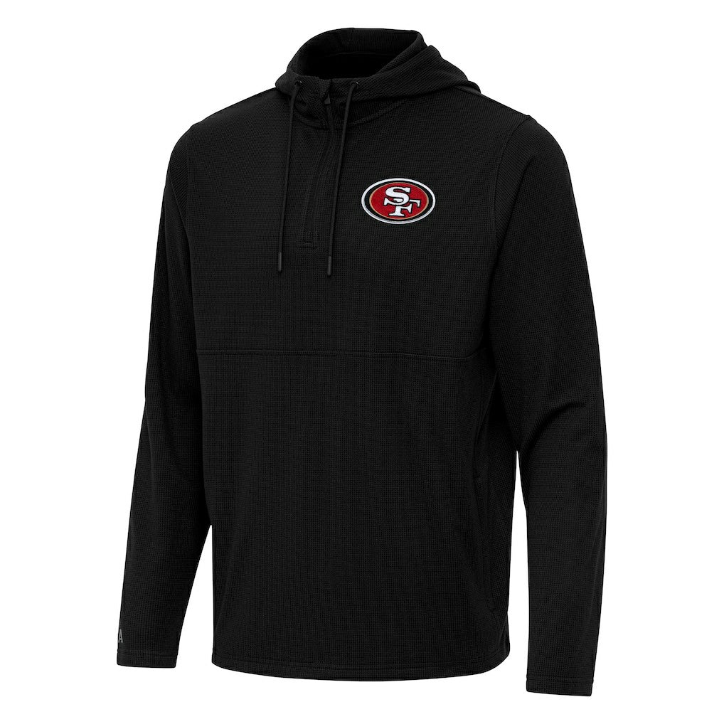 San Francisco 49ers Antigua Connected Quarter-Zip Pullover Hoodie Black