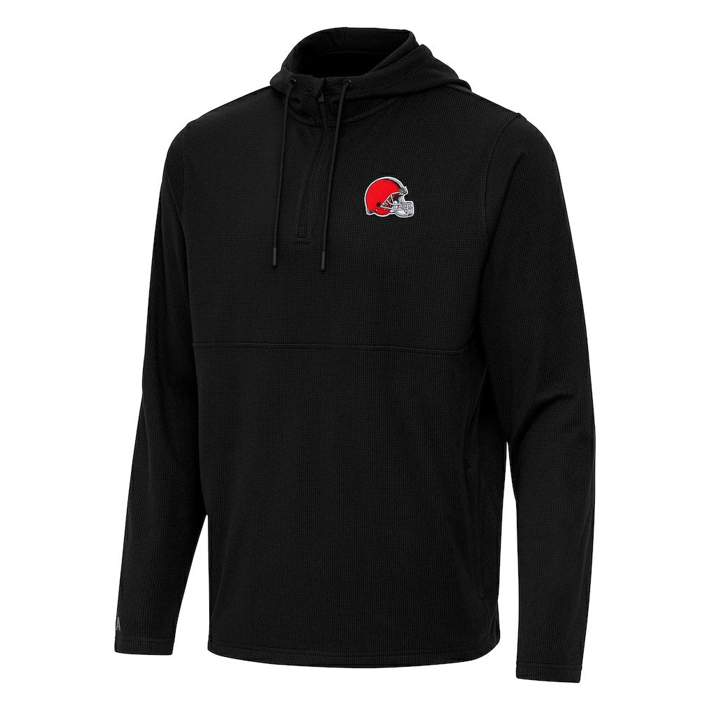 Cleveland Browns Antigua Connected Quarter-Zip Pullover Hoodie Black