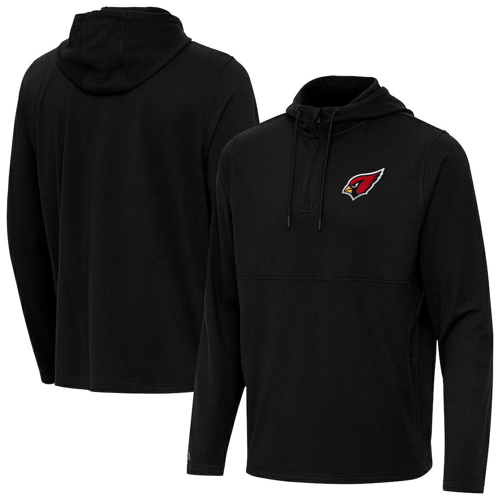 Arizona Cardinals Antigua Connected Quarter-Zip Pullover Hoodie Black