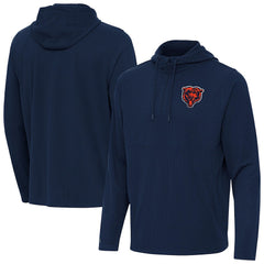 Chicago Bears Antigua Connected Quarter-Zip Pullover Hoodie Navy