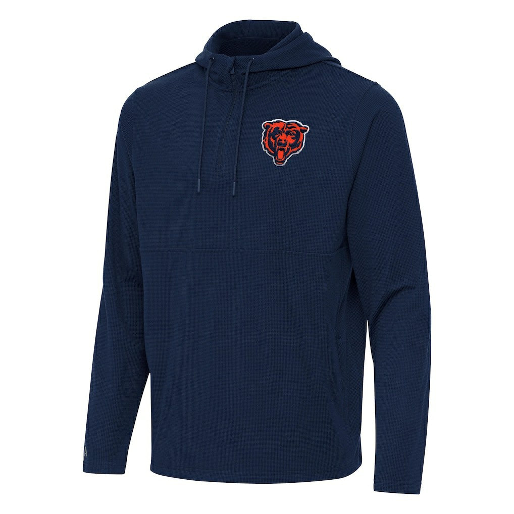 Chicago Bears Antigua Connected Quarter-Zip Pullover Hoodie Navy