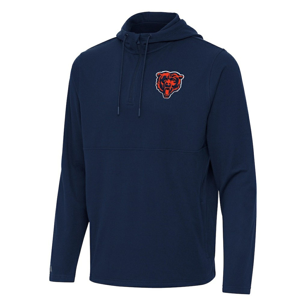 Chicago Bears Antigua Connected Quarter-Zip Pullover Hoodie Navy