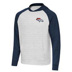 Denver Broncos Antigua Urgent Pullover Hoodie Heather Navy/Gray