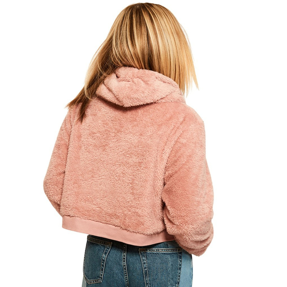 Kansas City Chiefs Jill Martin Women's Tonal Sherpa Cropped Hoodie Pink