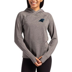 Carolina Panthers Cutter & Buck Women's Primary Logo Adapt Knit Recycled Raglan Pullover Hoodie Heather Charcoal