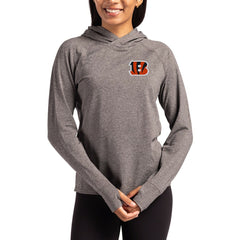 Cincinnati Bengals Cutter & Buck Women's Primary Logo Adapt Knit Recycled Raglan Pullover Hoodie Heather Charcoal