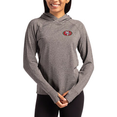 San Francisco 49ers Cutter & Buck Women's Primary Logo Adapt Knit Recycled Raglan Pullover Hoodie Heather Charcoal