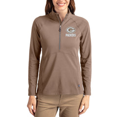 Green Bay Packers Cutter & Buck Women's Tonal Adapt Eco Knit Stretch Recycled Raglan Half-Zip Pullover Brown