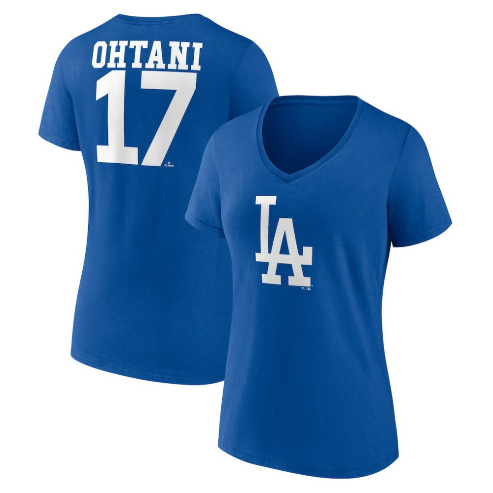 Shohei Ohtani Los Angeles Dodgers Women's Player Name & Number V-Neck T-Shirt - Royal - MLB on Sale