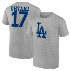 Shohei Ohtani Los Angeles Dodgers Player Name & Number T-Shirt - Heather Gray - MLB on Sale