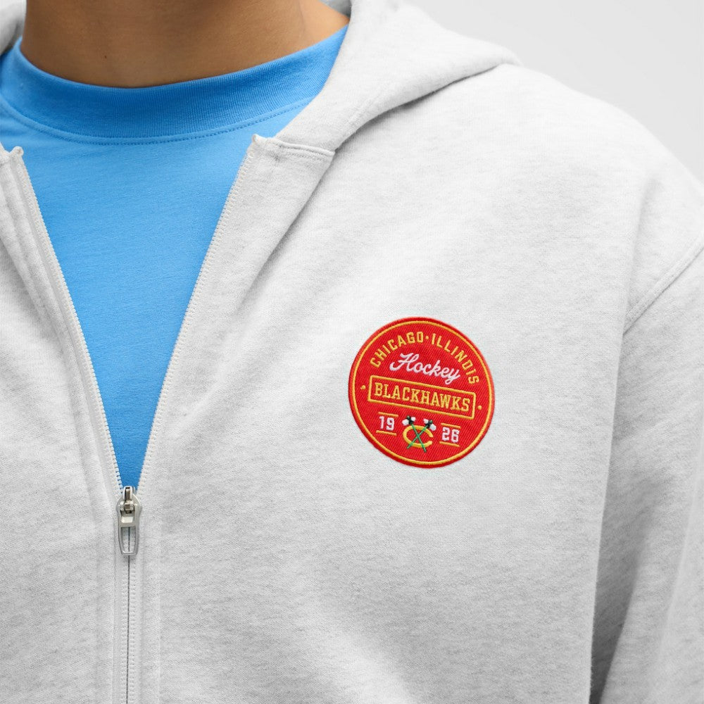 Chicago Blackhawks lululemon Steady State Full-Zip Hoodie - Heathered Core Ultra Light Grey - NHL 203170177
