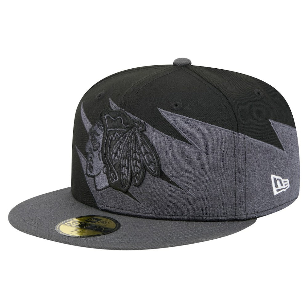 Chicago Blackhawks New Era Spikes 59FIFTY Fitted Hat - Black - NHL 203170279
