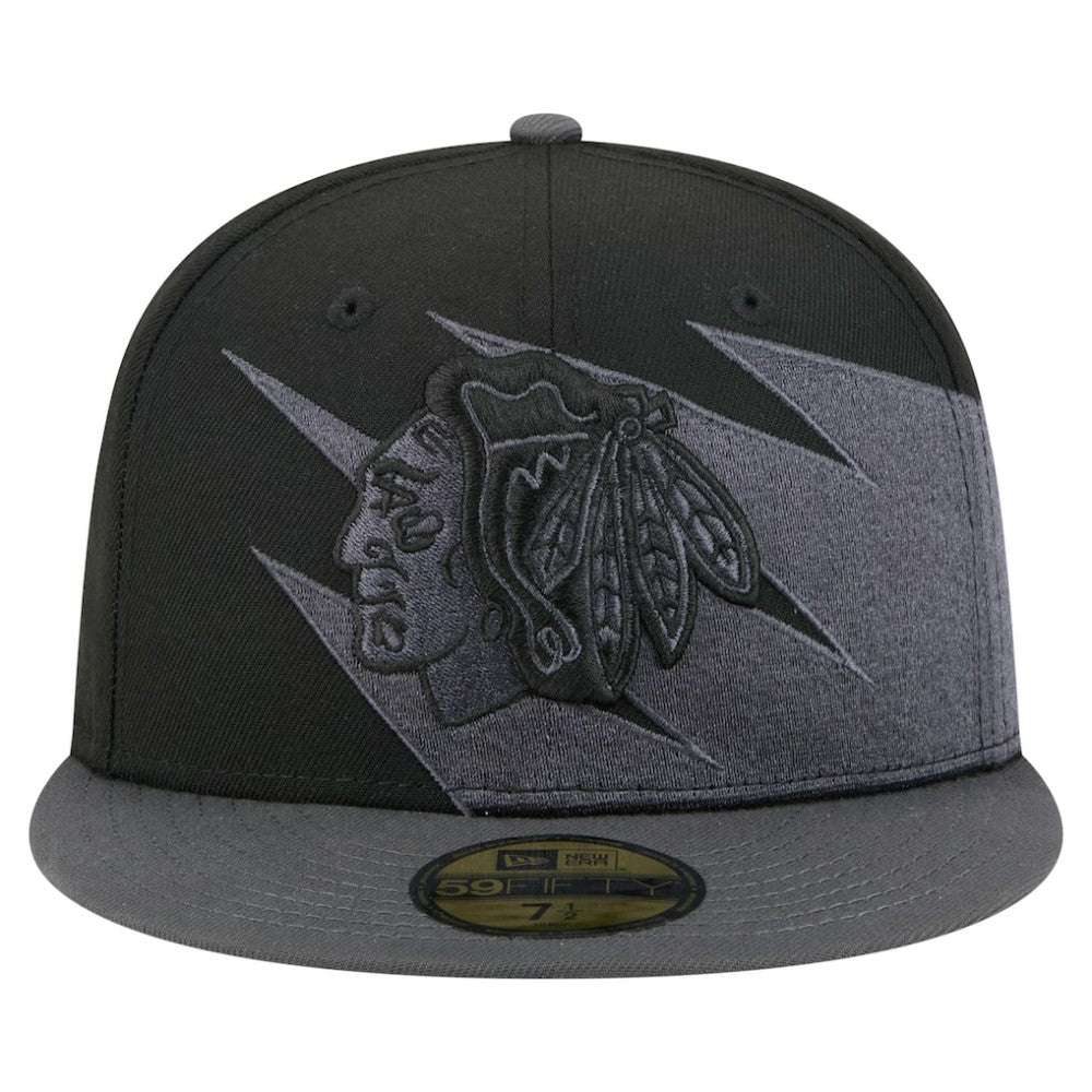 Chicago Blackhawks New Era Spikes 59FIFTY Fitted Hat - Black - NHL 203170279