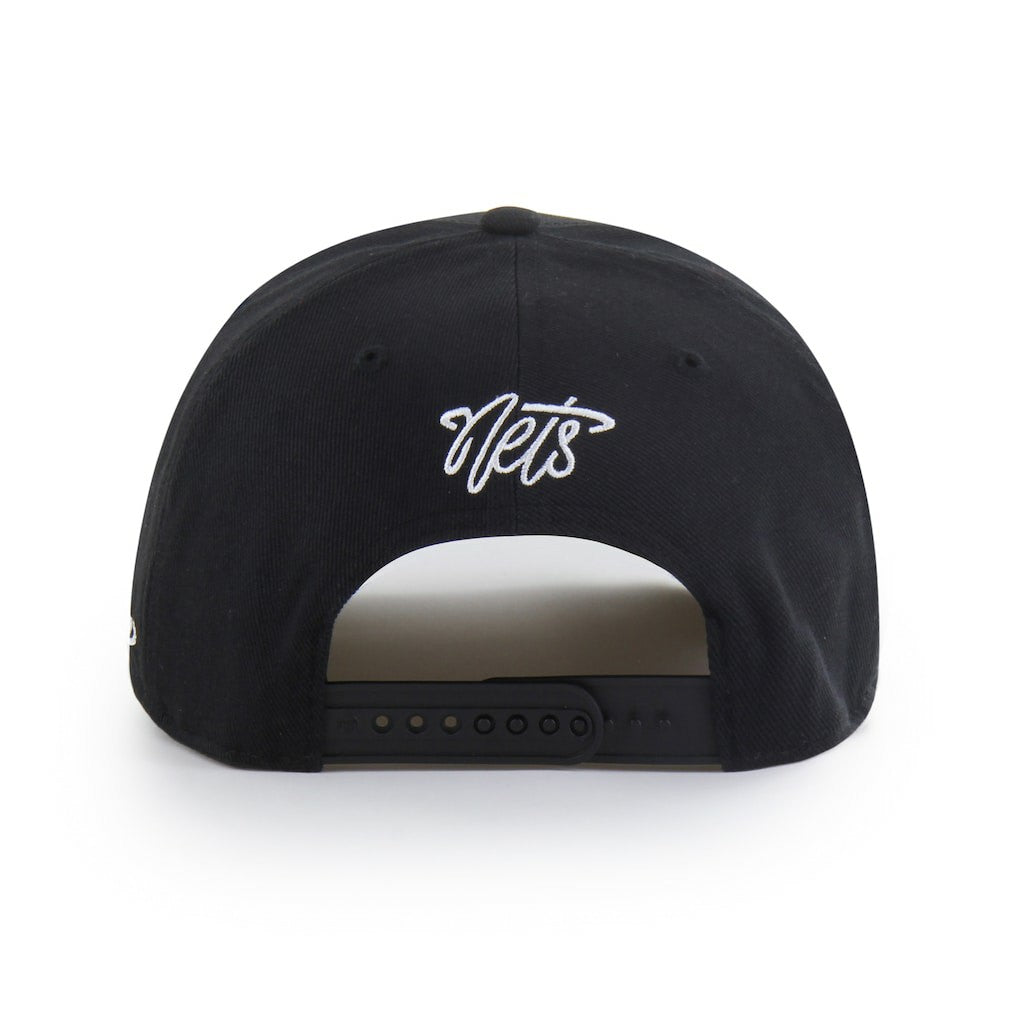 Brooklyn Nets Brand Seen by '47 Sorry I Was Hooping Hitch Adjustable Hat Black | 47 brand Lifestyle