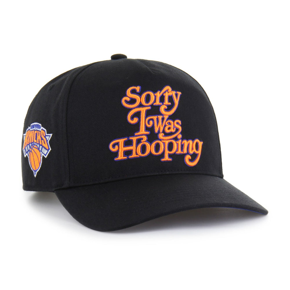 New York Knicks Brand Seen by '47 Sorry I Was Hooping Hitch Adjustable Hat Black | 47 brand Near Me