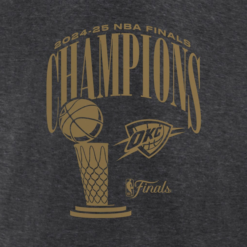 Oklahoma City Thunder Women's 2025 NBA Finals Champions Double Dribble V-Neck T-Shirt Heather Charcoal | Fanatics US
