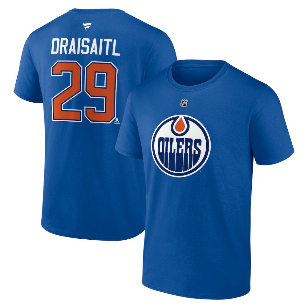 Leon Draisaitl Edmonton Oilers Fanatics Authentic Stack Name & Number T-Shirt - Royal - NHL 203171120