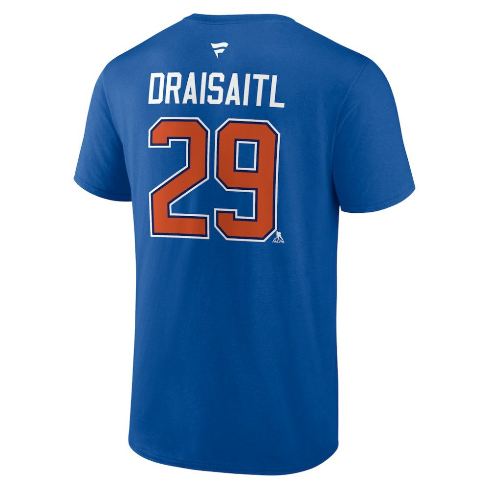 Leon Draisaitl Edmonton Oilers Fanatics Authentic Stack Name & Number T-Shirt - Royal - NHL 203171120