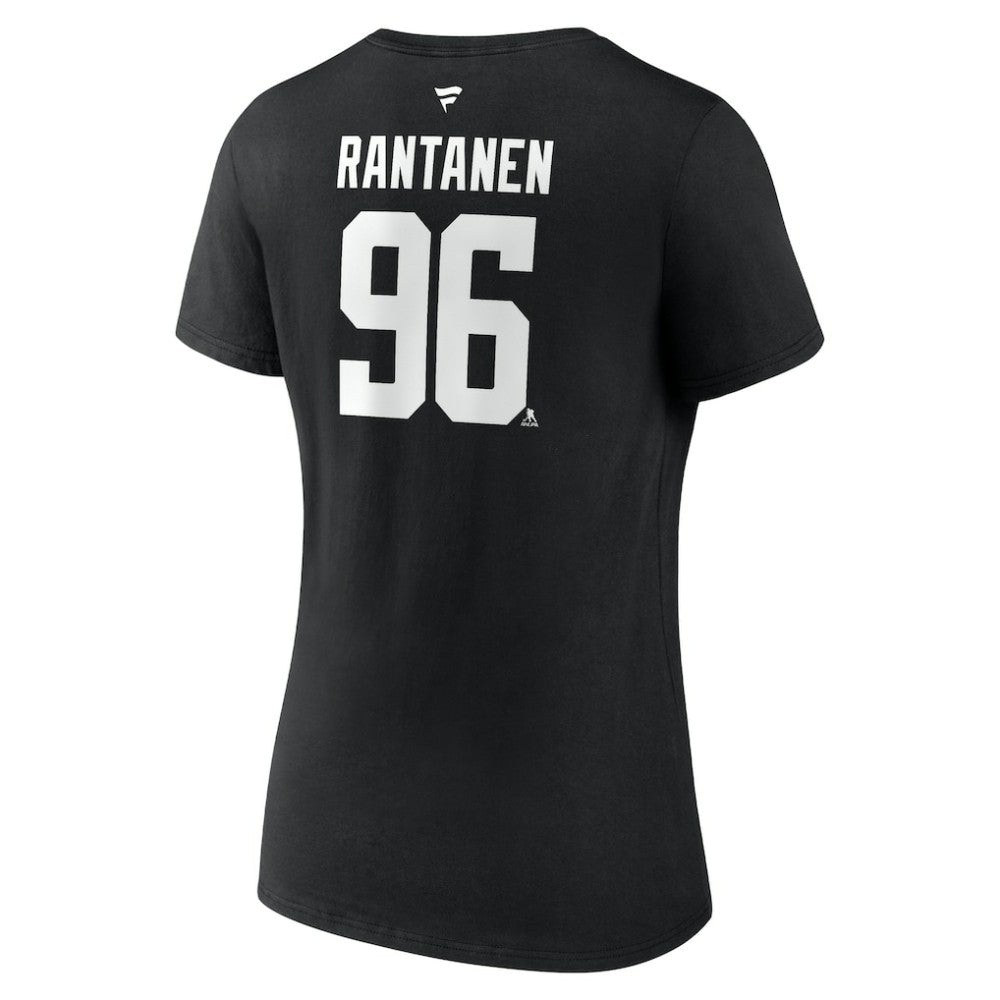 Mikko Rantanen Dallas Stars Fanatics Women's Authentic Stack Name & Number V-Neck T-Shirt - Black - NHL 203171125
