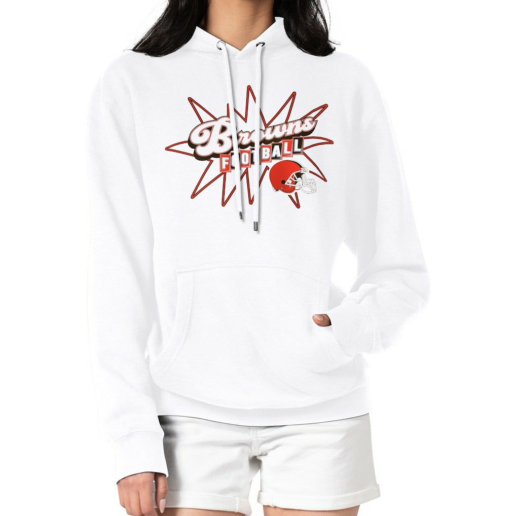 Cleveland Browns Starter Women's Drive-In Sign Pullover Hoodie White