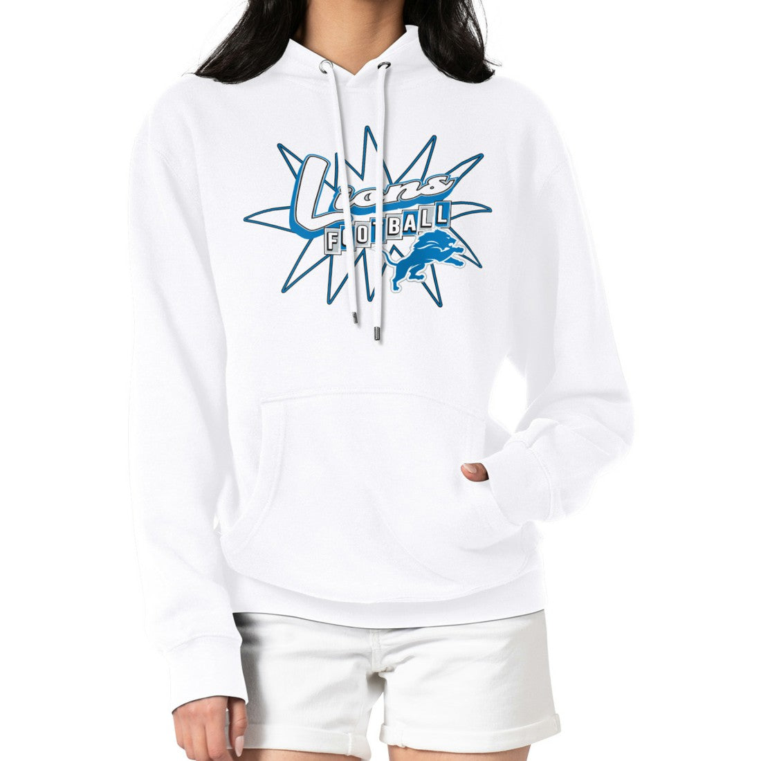 Detroit Lions Starter Women's Drive-In Sign Pullover Hoodie White