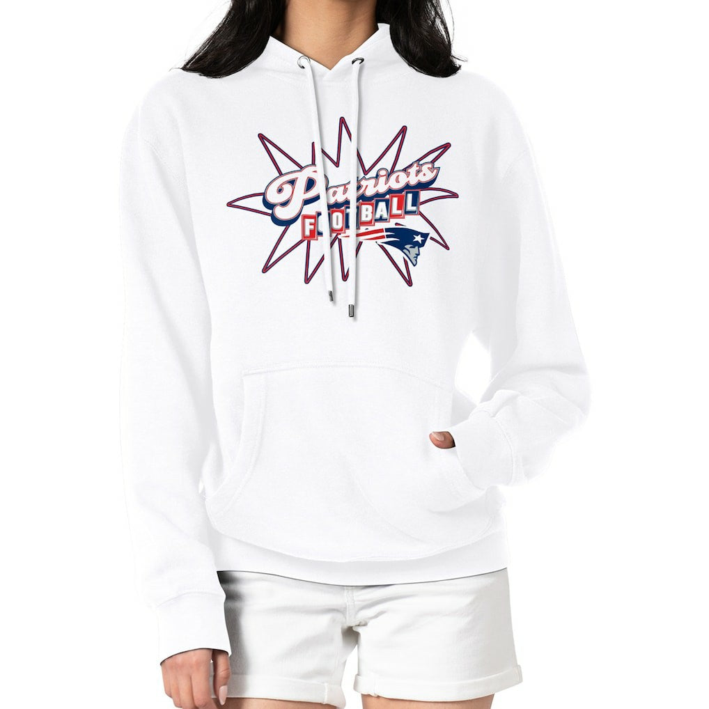 New England Patriots Starter Women's Drive-In Sign Pullover Hoodie White