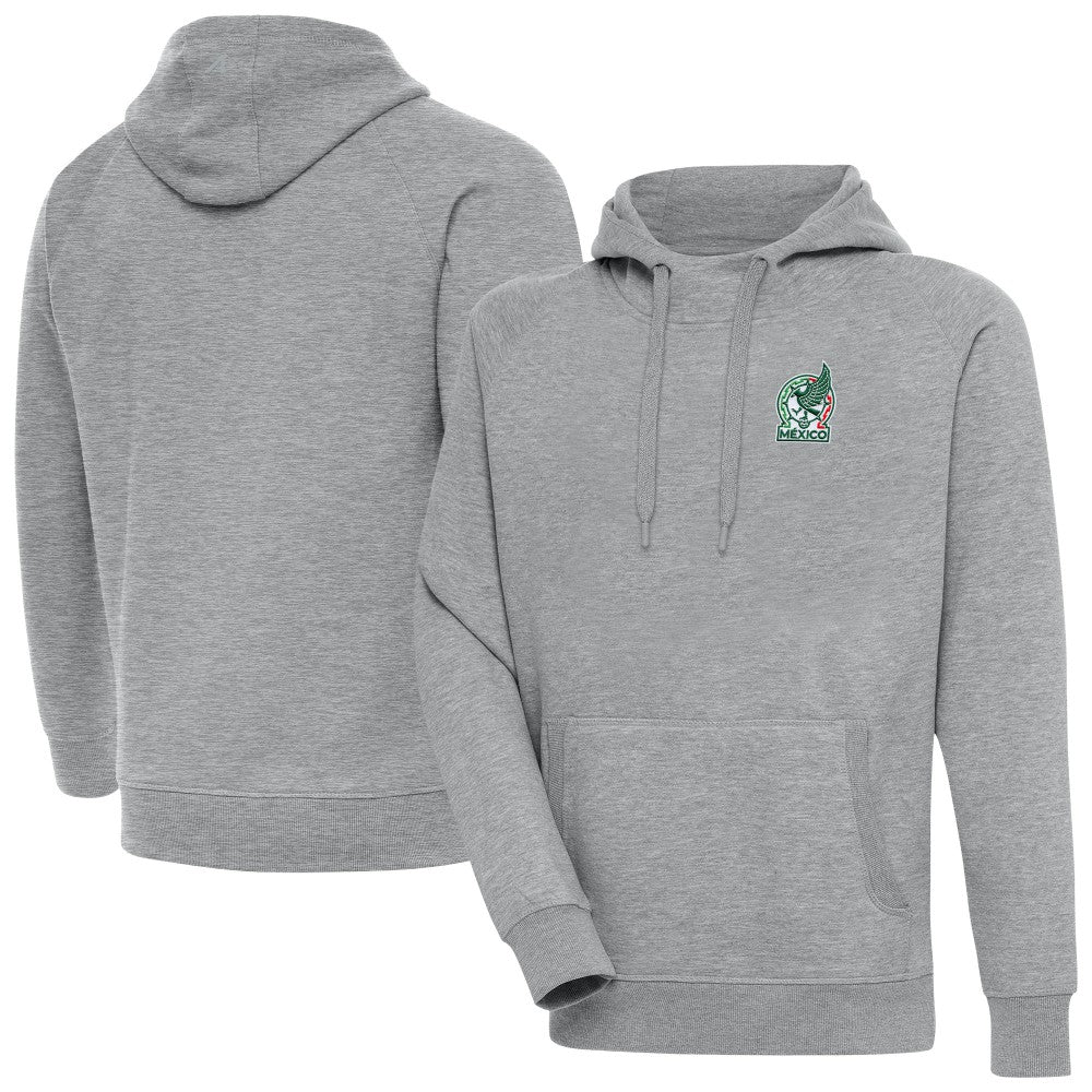 Mexico National Team Antigua Takeover Pullover Hoodie Heather Gray