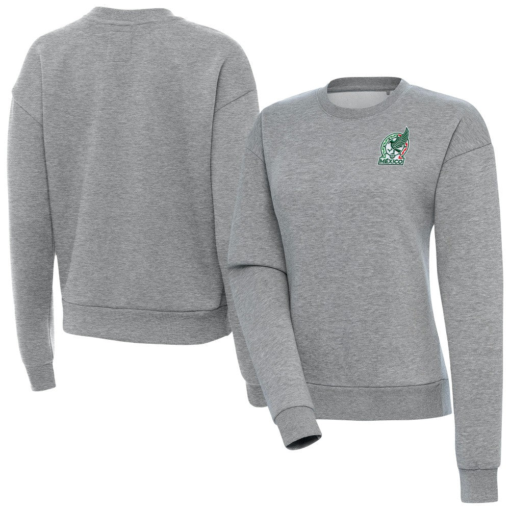 Mexico National Team Antigua Women's Takeover Pullover Sweatshirt Heather Gray