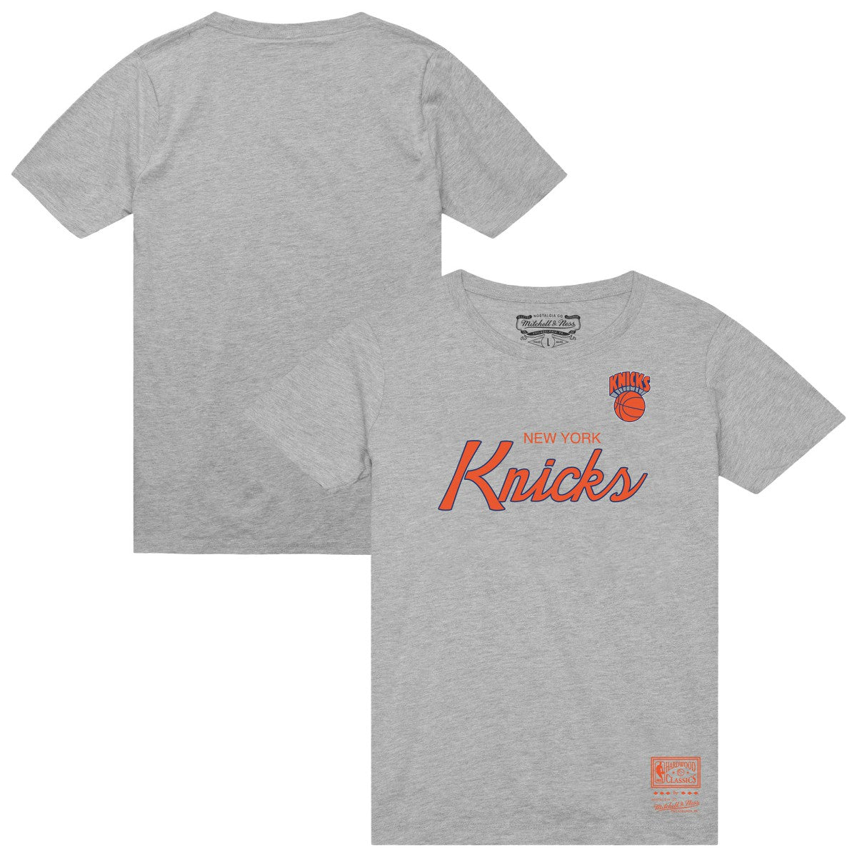 New York Knicks Big & Tall Hardwood Classics Vintage Wordmark T-Shirt Heather Gray | Mitchell & Ness Lifestyle
