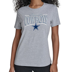 Dallas Cowboys Starter Women's Arch Stripe T-Shirt Gray