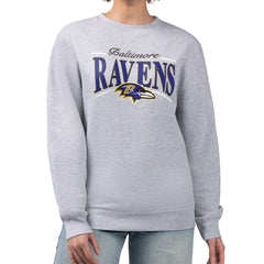 Baltimore Ravens Starter Women's Arch Stripe Fleece Pullover Sweatshirt Gray