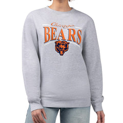 Chicago Bears Starter Women's Arch Stripe Fleece Pullover Sweatshirt Gray