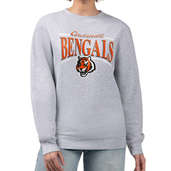 Cincinnati Bengals Starter Women's Arch Stripe Fleece Pullover Sweatshirt Gray