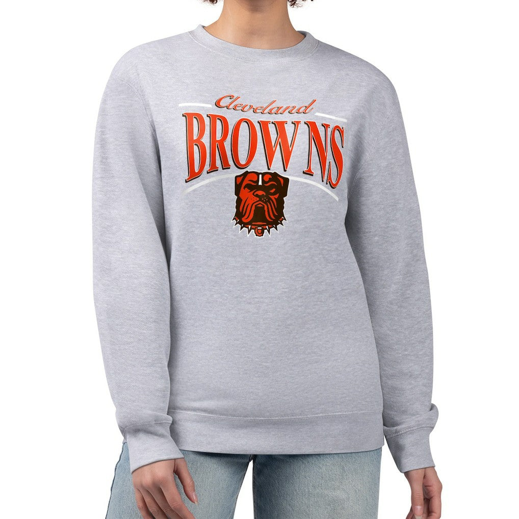 Cleveland Browns Starter Women's Arch Stripe Fleece Pullover Sweatshirt Gray