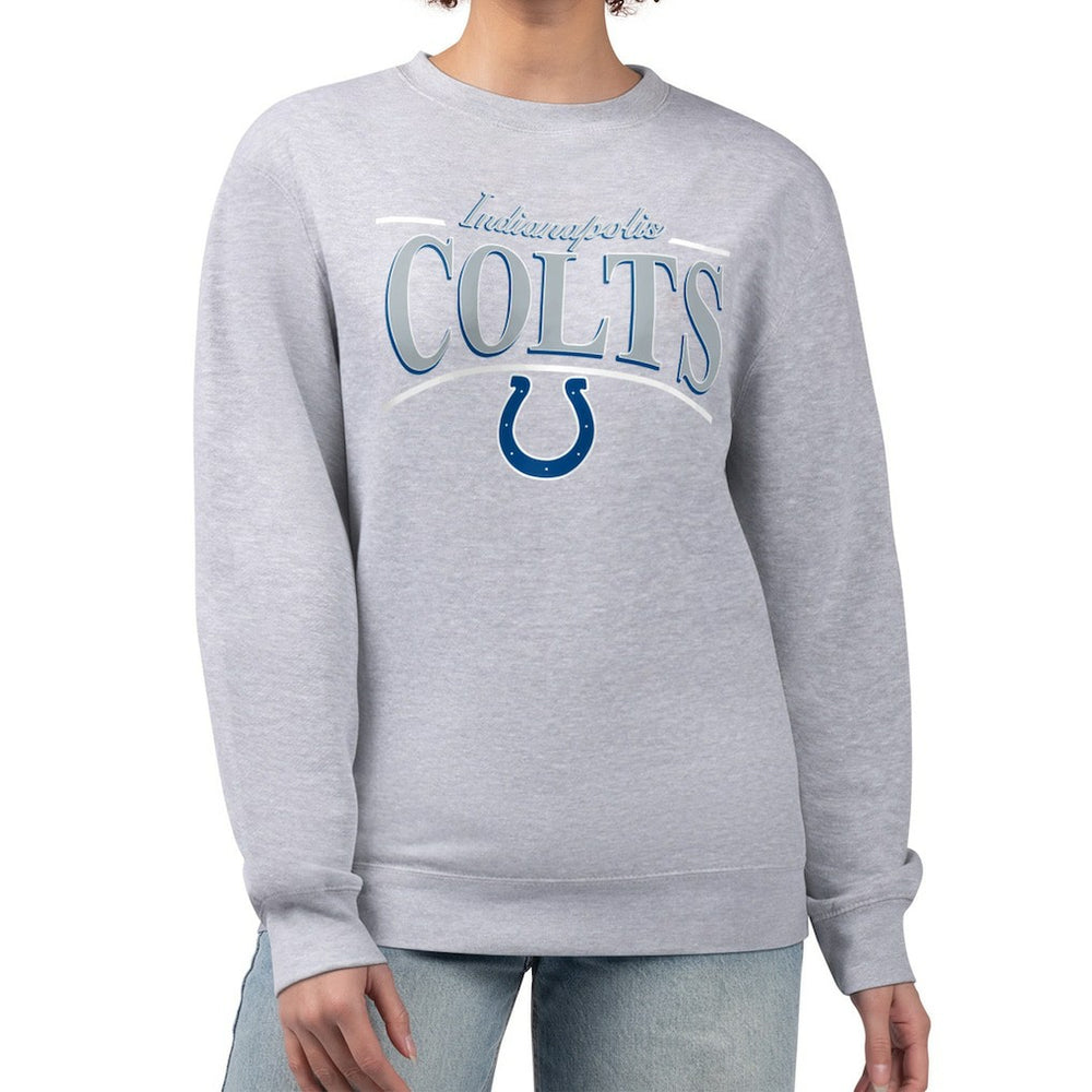 Indianapolis Colts Starter Women's Arch Stripe Fleece Pullover Sweatshirt Gray