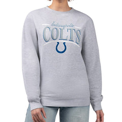 Indianapolis Colts Starter Women's Arch Stripe Fleece Pullover Sweatshirt Gray