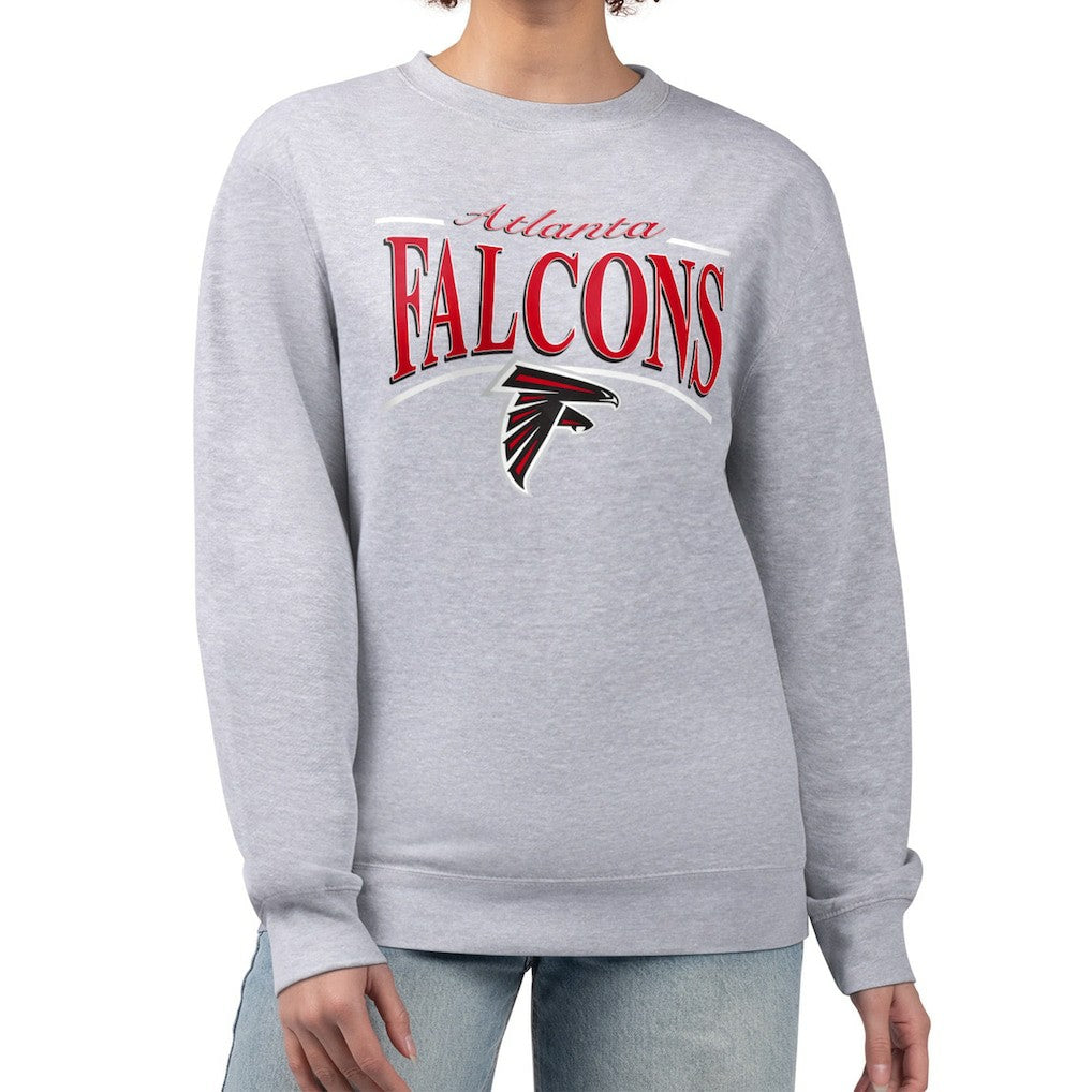 Atlanta Falcons Starter Women's Arch Stripe Fleece Pullover Sweatshirt Gray