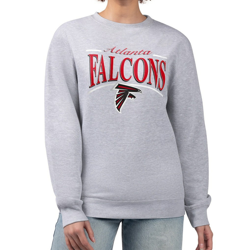 Atlanta Falcons Starter Women's Arch Stripe Fleece Pullover Sweatshirt Gray