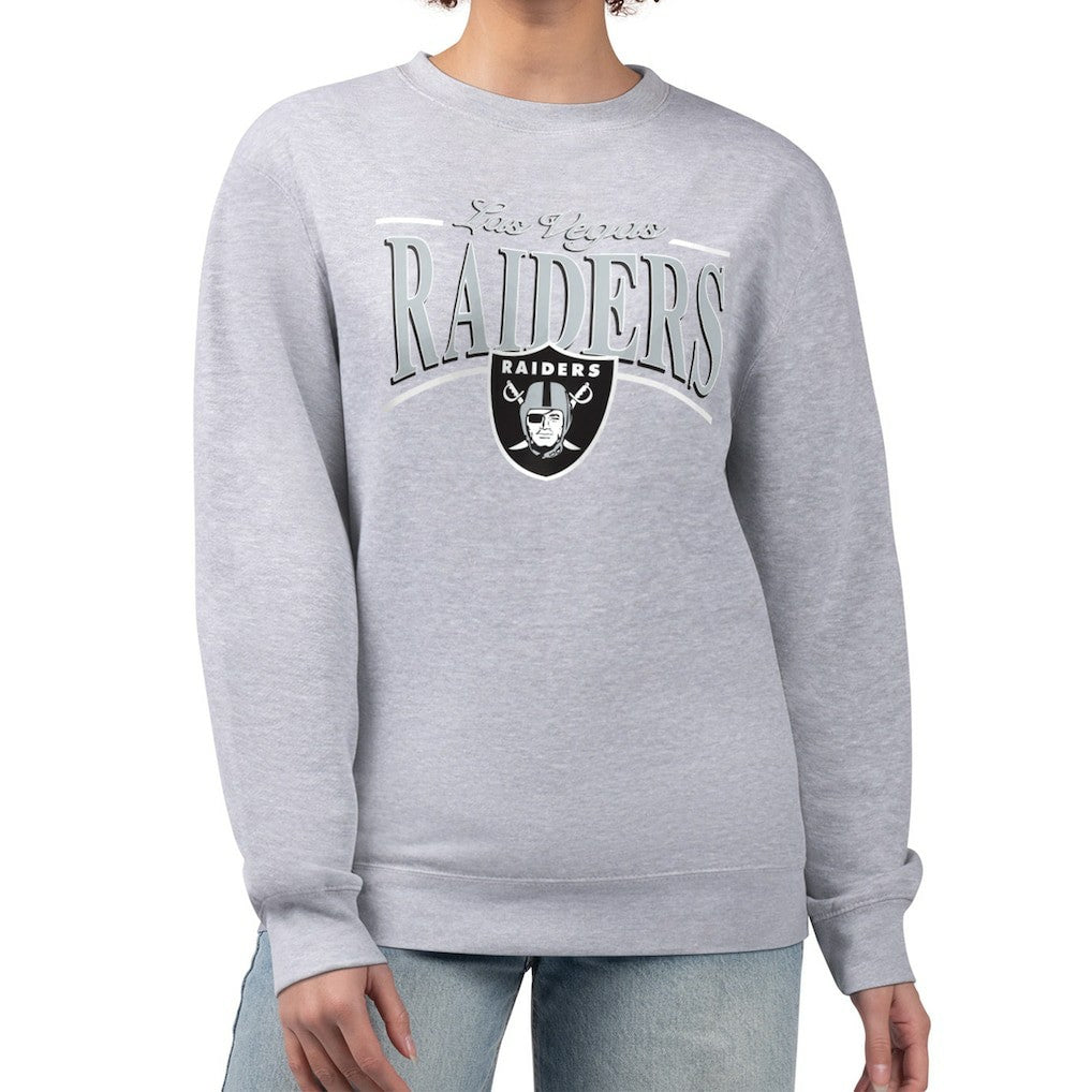 Las Vegas Raiders Starter Women's Arch Stripe Fleece Pullover Sweatshirt Gray