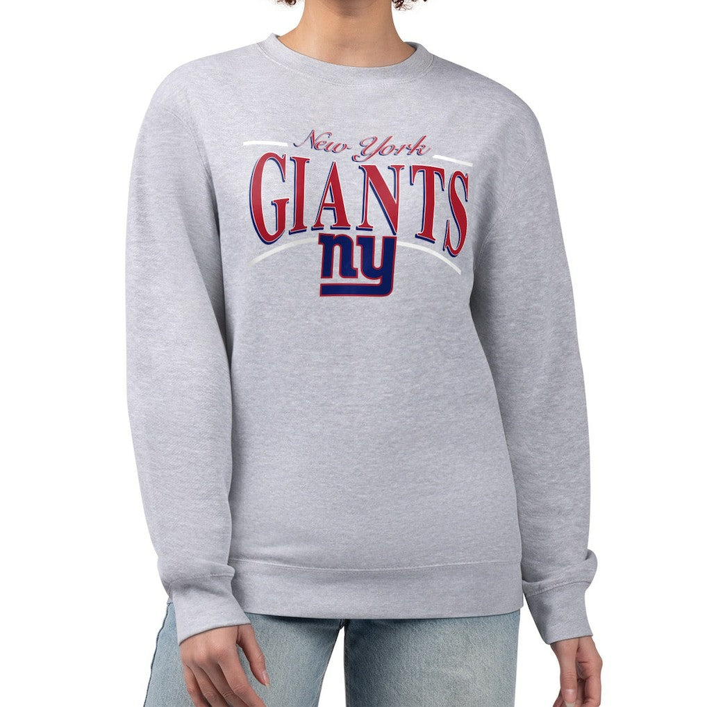 New York Giants Starter Women's Arch Stripe Fleece Pullover Sweatshirt Gray