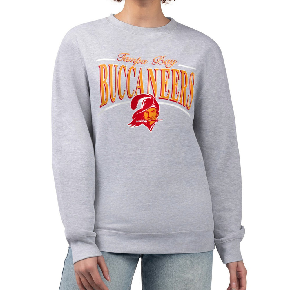 Tampa Bay Buccaneers Starter Women's Throwback Arch Stripe Fleece Pullover Sweatshirt Gray