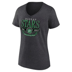 Dallas Stars Women's Retro Banner V-Neck T-Shirt - Charcoal - NHL 203175578