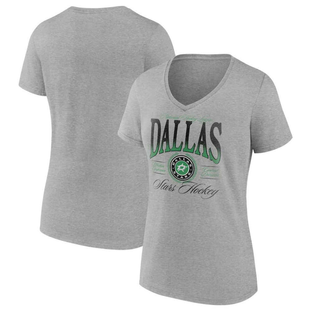 Dallas Stars Women's Retro Script V-Neck T-Shirt - Gray - NHL 203175580
